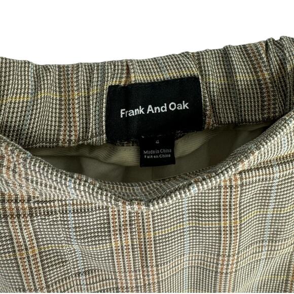 Frank and Oak Linen Blend Shorts Brown Plaid Size 4 - Picture 3 of 4